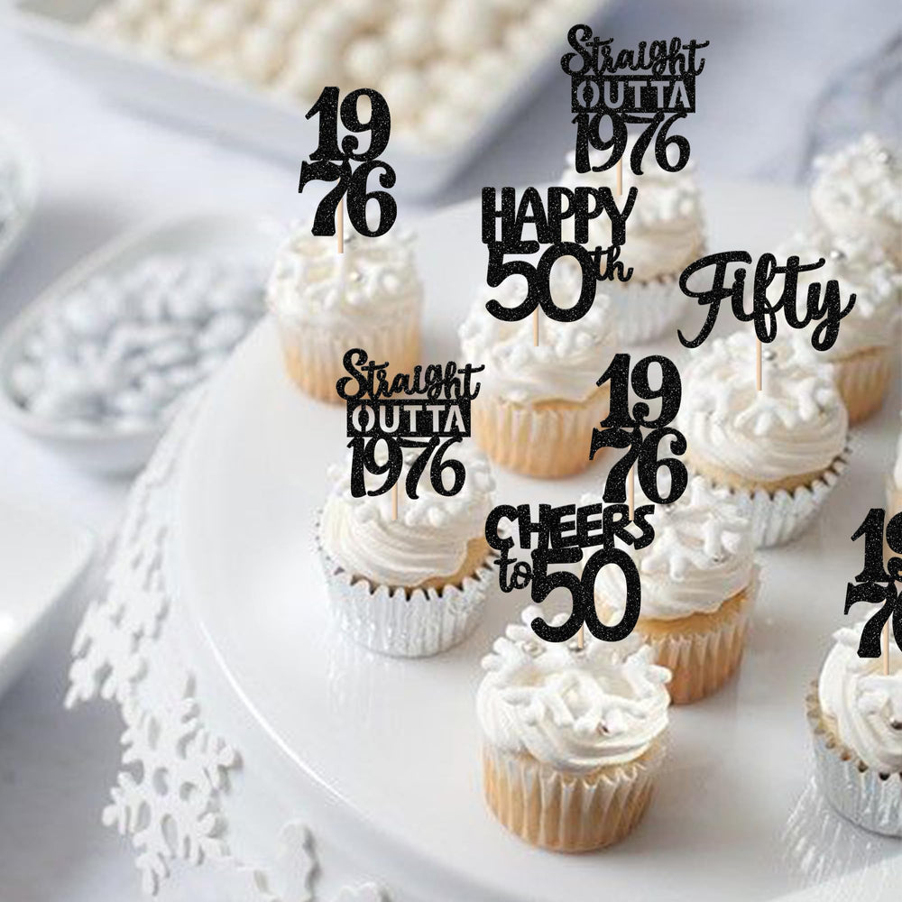 ZHUOWEISM Wedding anniversary toppers in black glitter brighten cakes