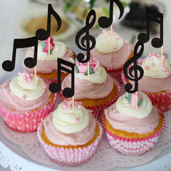 ZHUOWEISM wedding toppers in black glitter add elegant, music-themed charm.
