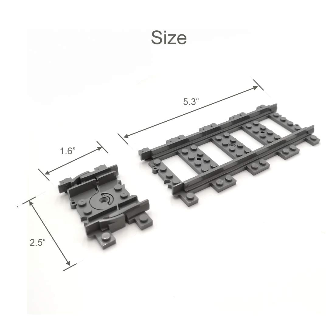 ZHX straight track size detail 5.3 by 2.5 inches for precise planning.
