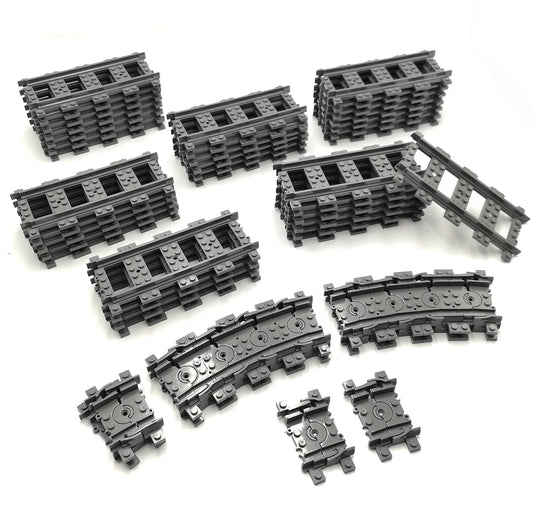 ZHX 56pcs straight city train tracks for stable, extended layouts.