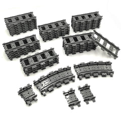 ZHX 56pcs straight city train tracks for stable, extended layouts.