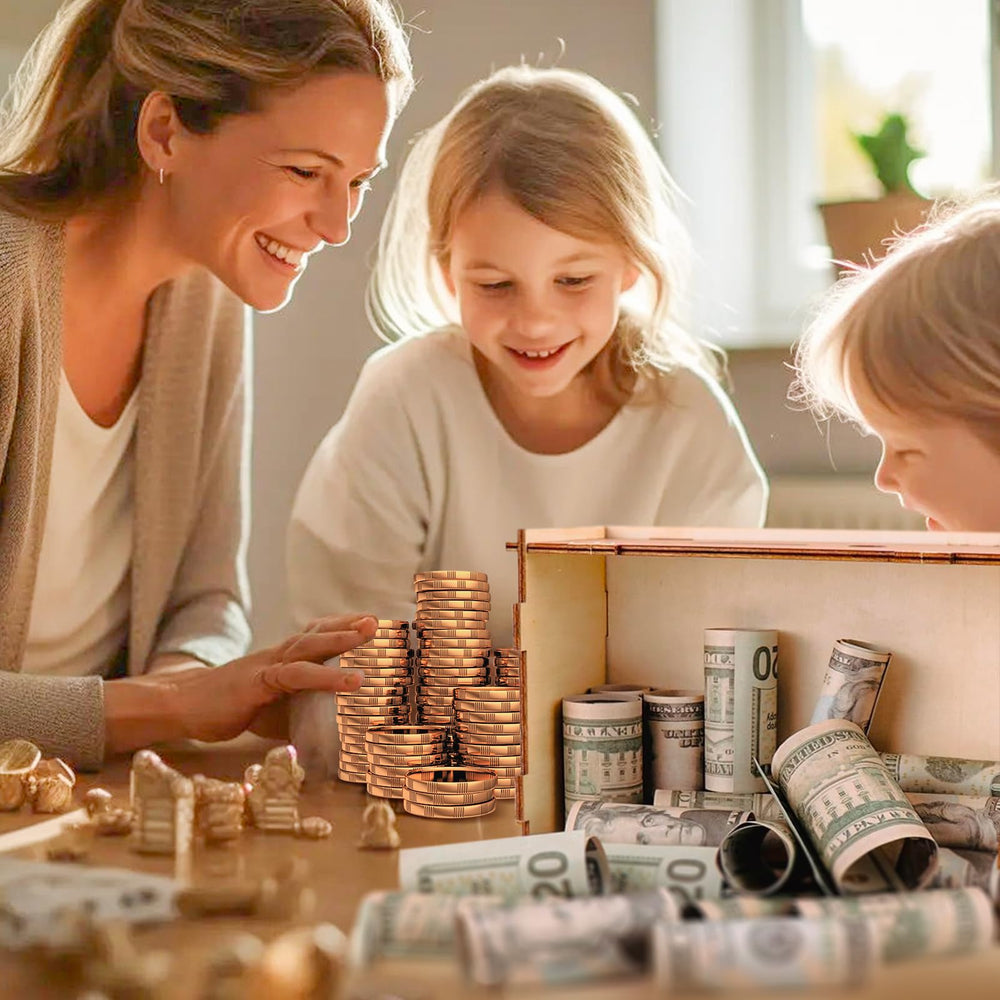 ZHYEED piggy bank close-up highlights smooth wood finish