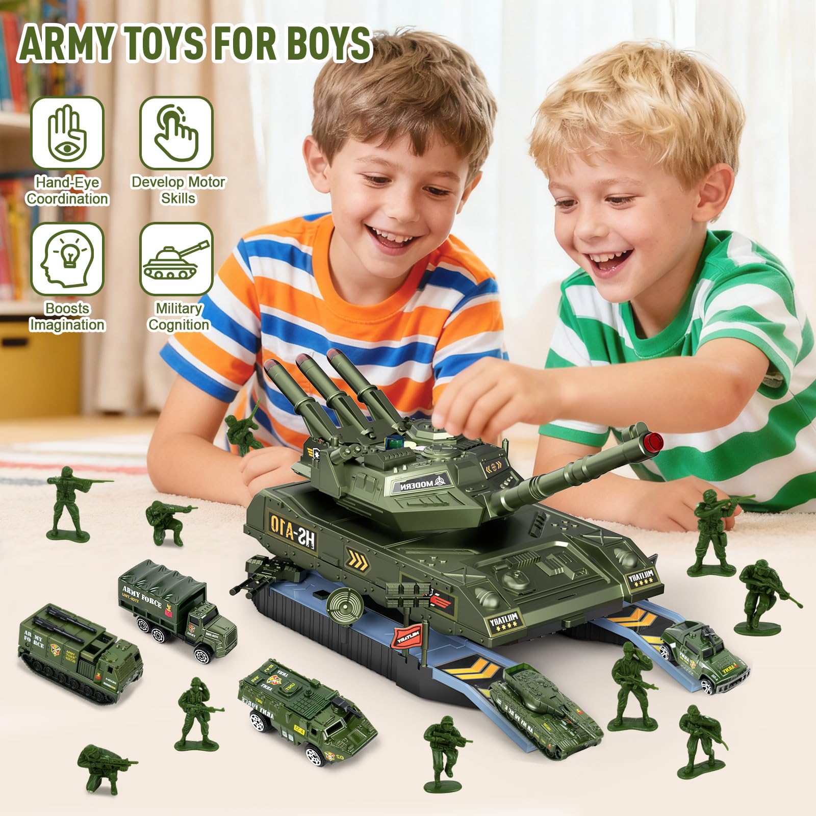 ZHYLLO Army Tank Helicopter with rotating rotor for pretend missions