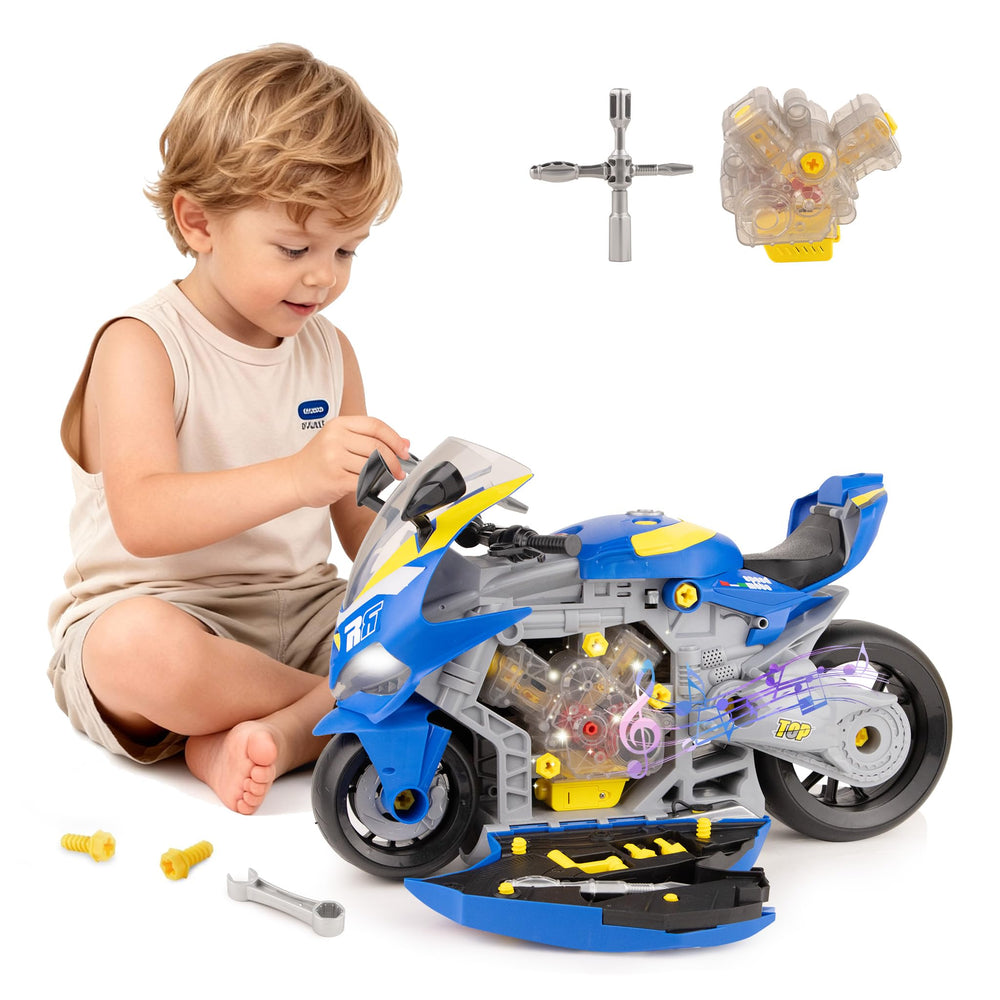 ZHYLLO take-apart motorcycle toy for kids, hands-on building that boosts fine motor skills.