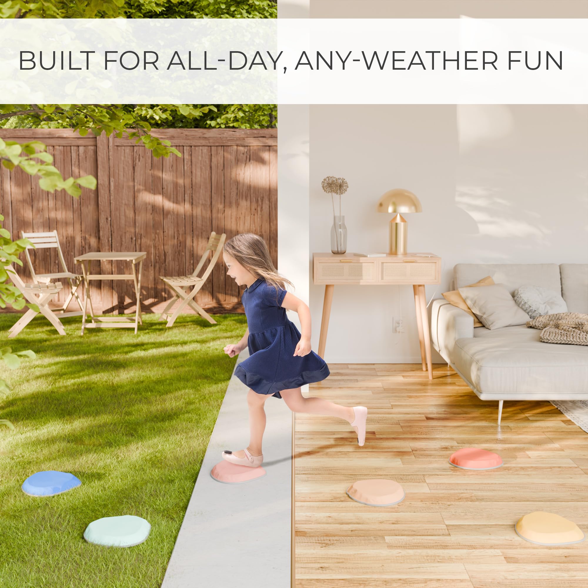ZICOTO stepping stones work indoors and outdoors for versatile play