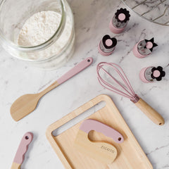 ZICOTO wooden chopper included for pretend and real cooking practice.