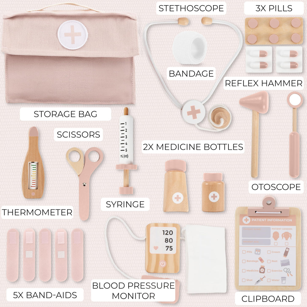 ZICOTO wooden doctor carrying cotton bag keeps tools portable and tidy