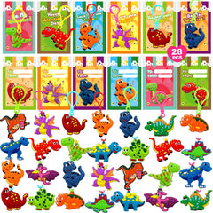 ZICZLI dinosaur keychains with valentines cards for classroom exchanges.