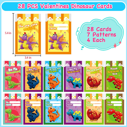 ZICZLI seven dinosaur designs valentines cards encourage sharing.