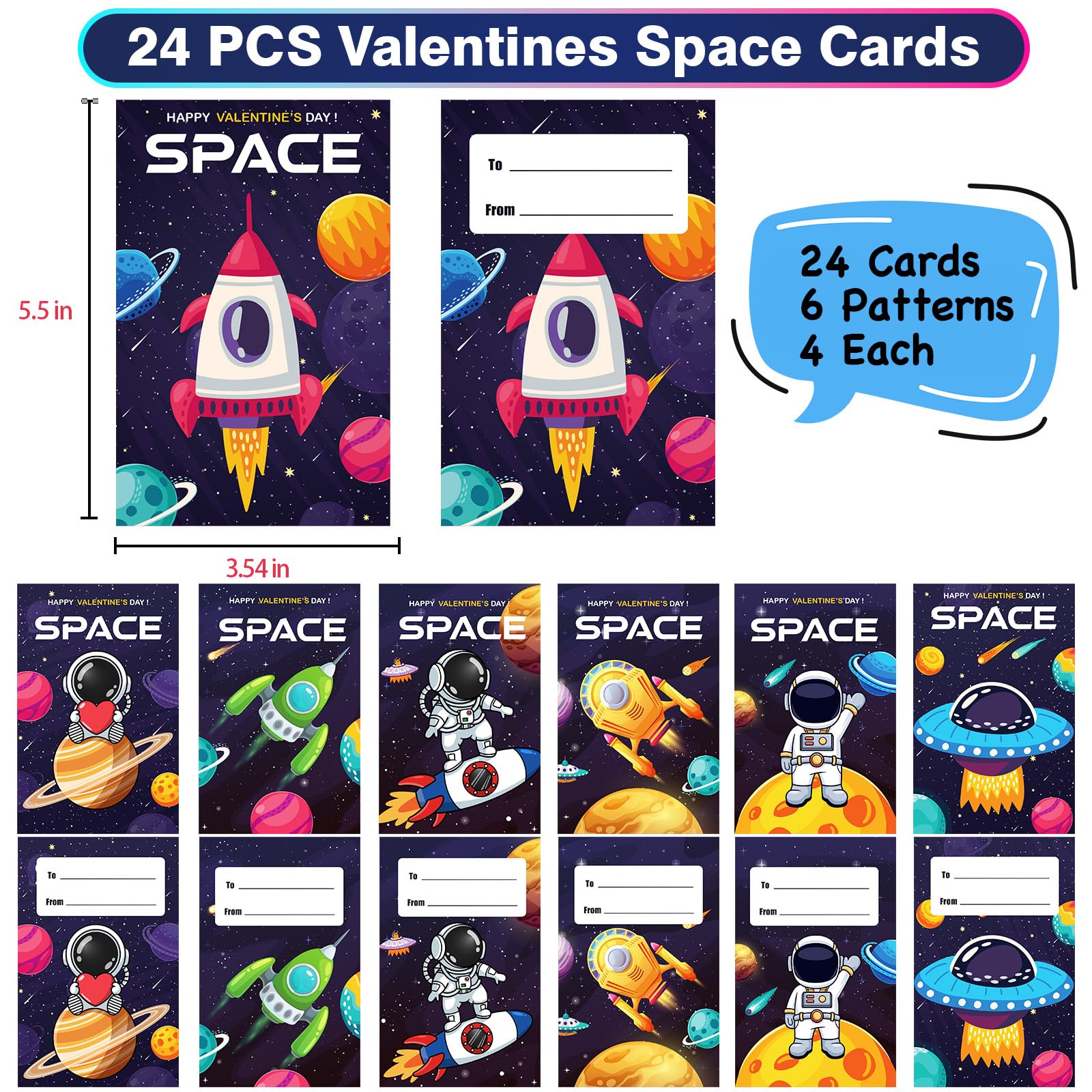 ZICZLI space astronaut valentines cards ready for classroom exchange