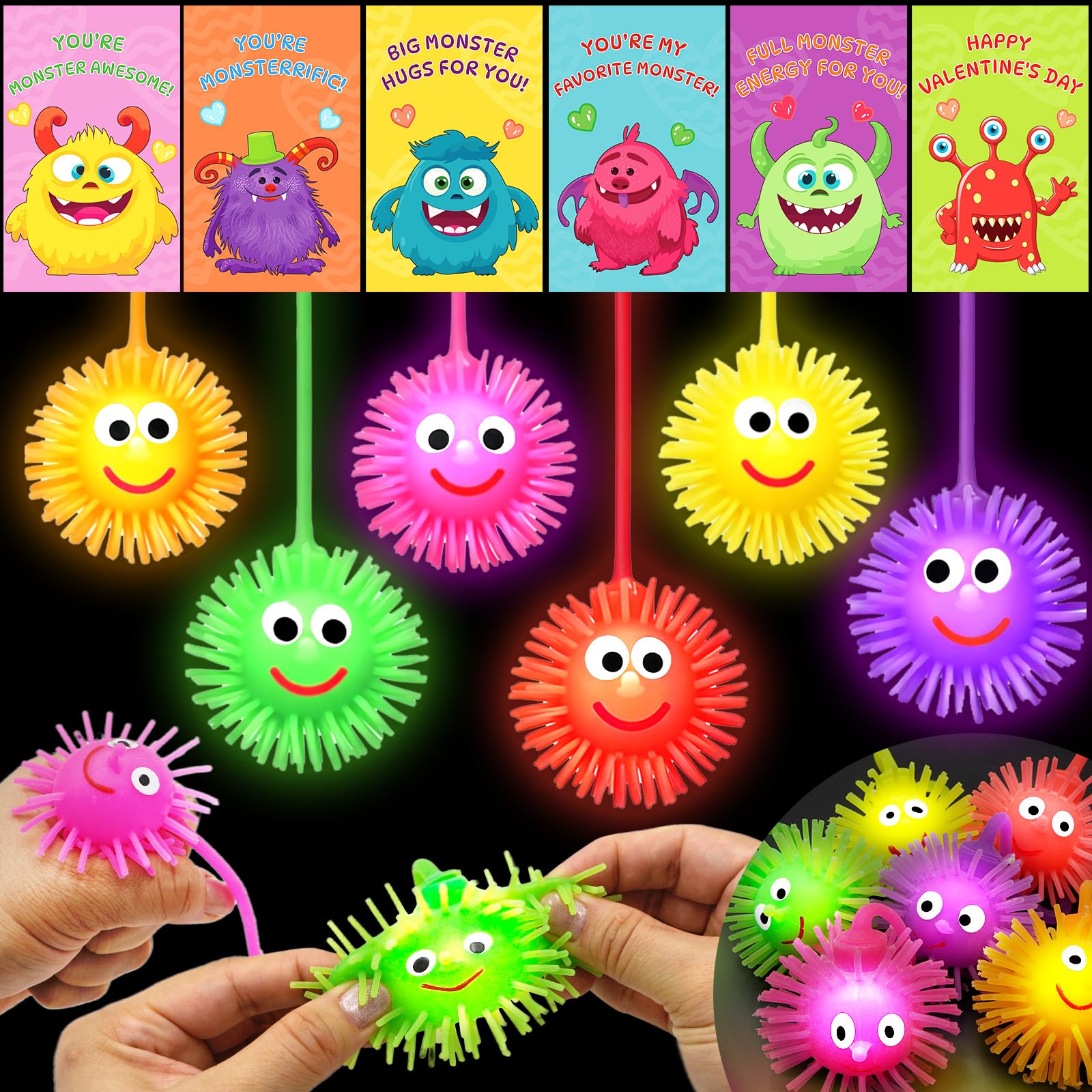 ZICZLI Valentines LED balls glow as a 24-pack gift set for classrooms and parties.