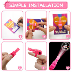 ZICZLI classroom exchange valentines with attached LED finger lights for easy gifting