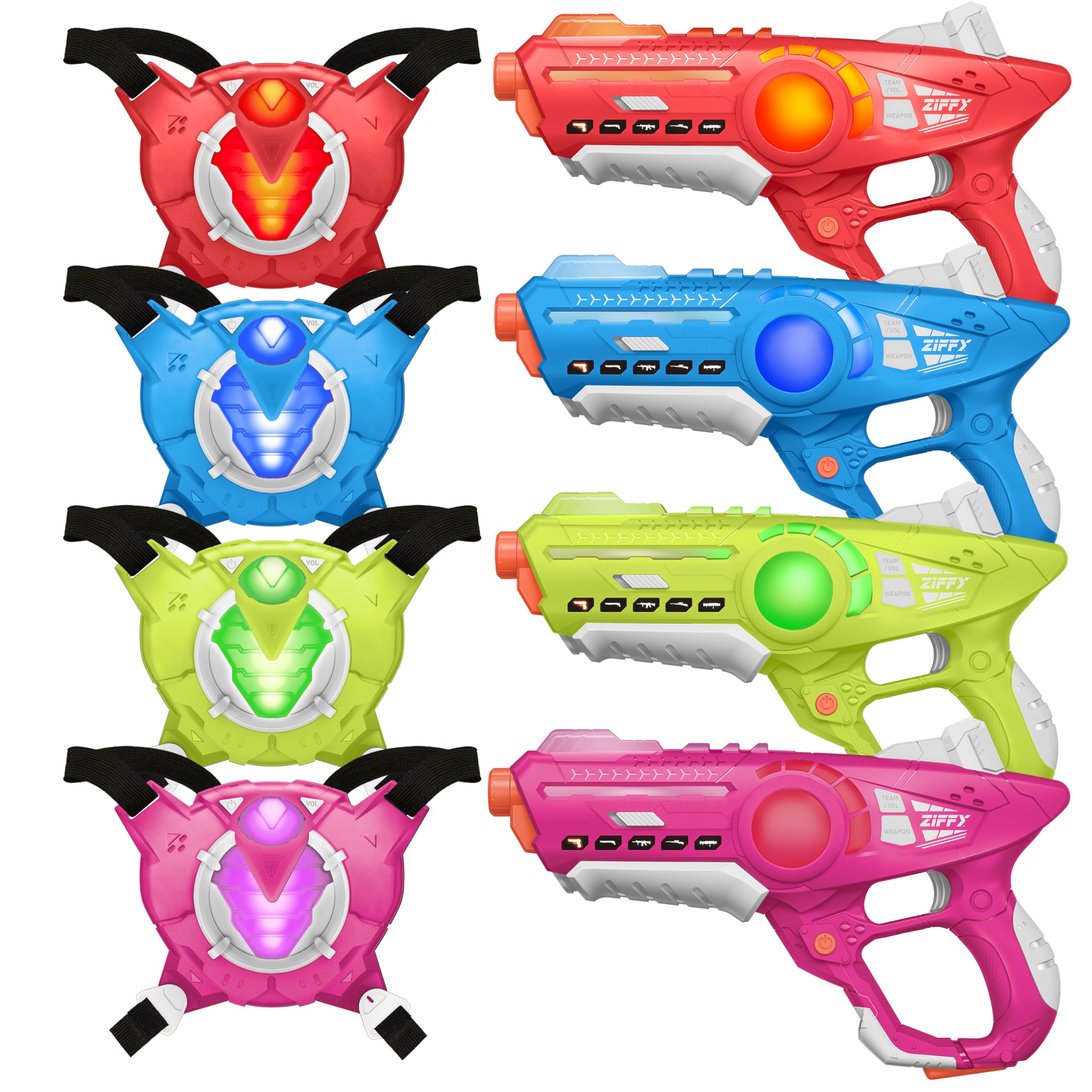 ZIFFY Laser Tag guns and vests—complete gear for backyard family battles.