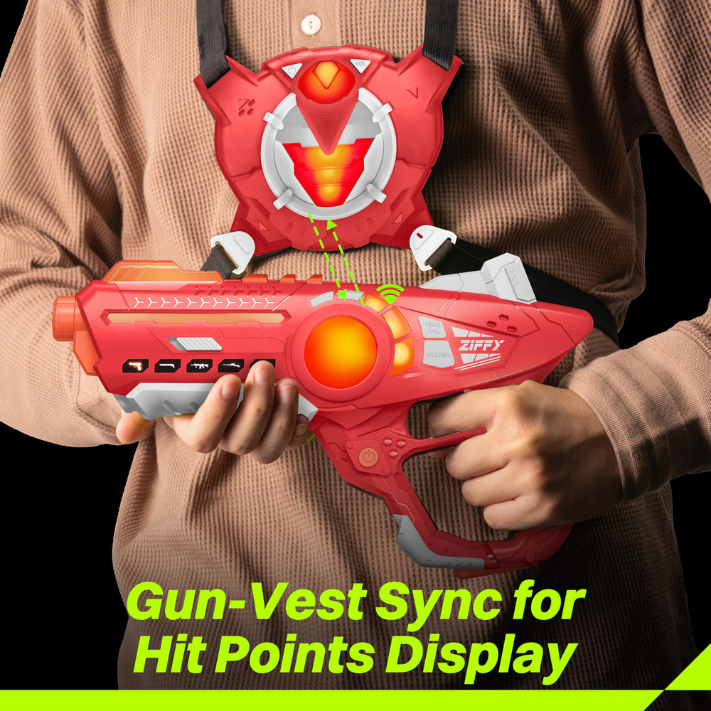 ZIFFY Laser Tag modes showcase versatile weapon options for group or solo play.
