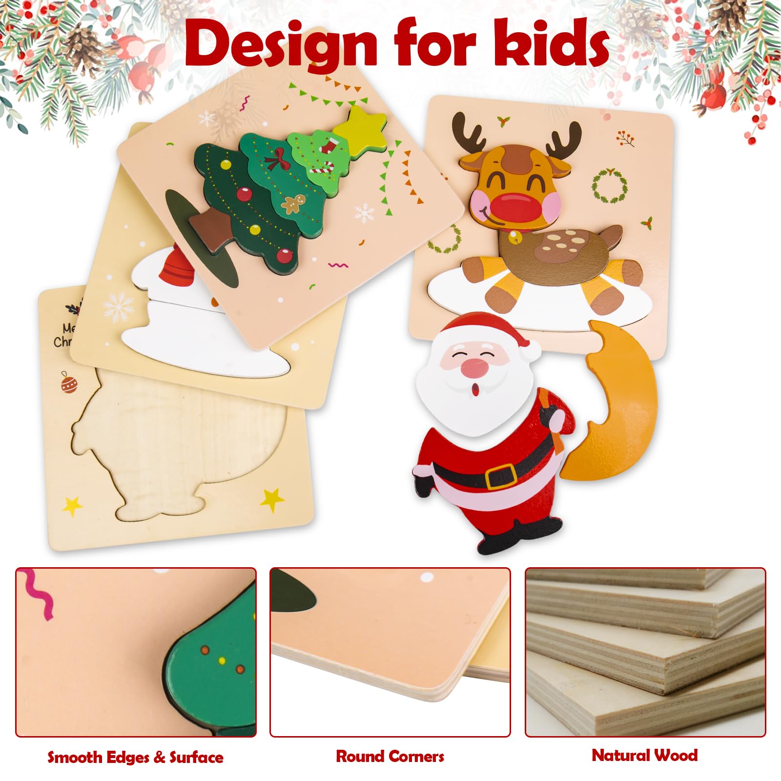 ZILIALAR Christmas-tree wooden puzzle encourages color-friendly learning.