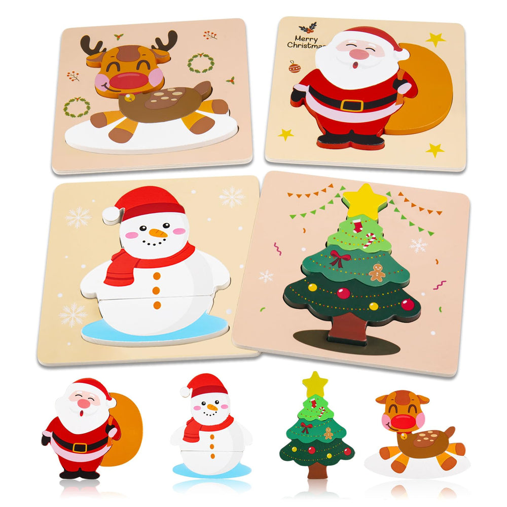 ZILIALAR Santa-reindeer wooden puzzle for toddlers boosts fine motor skills.