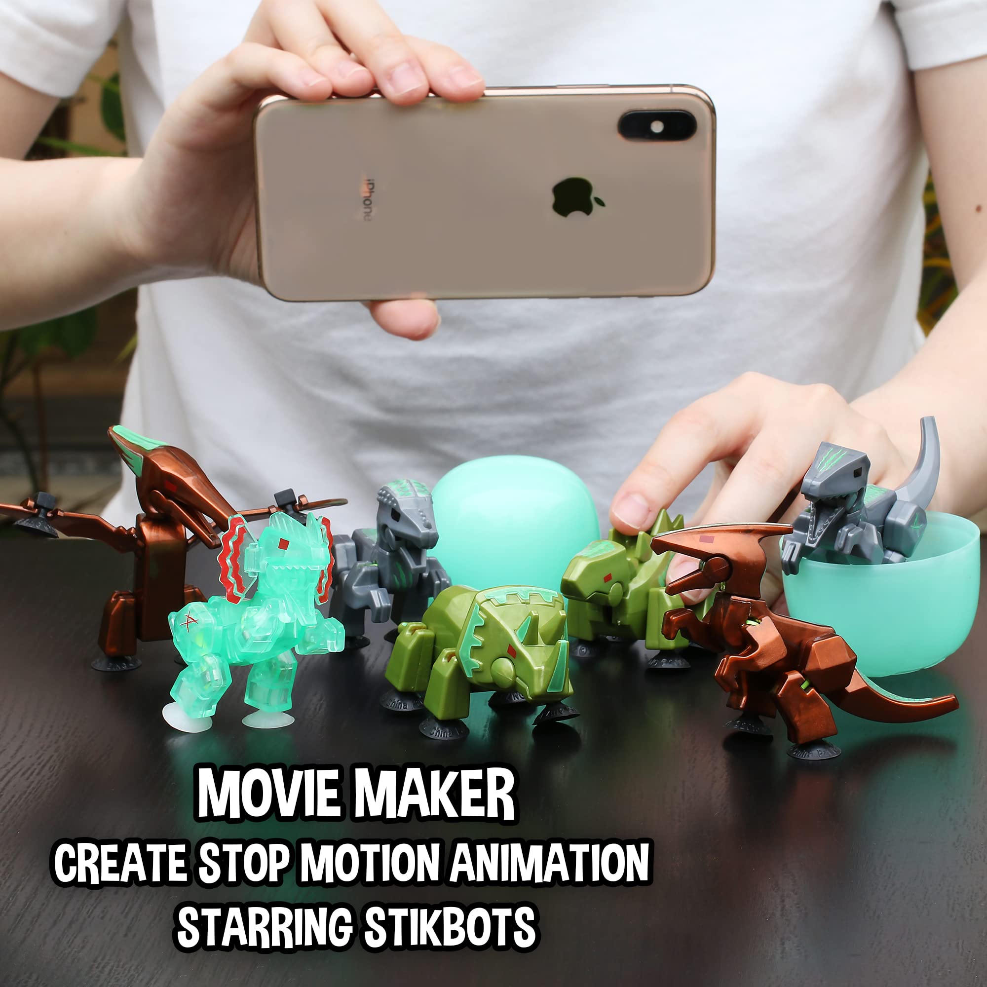 Zing Stikbot Glow Dinos ideal for light-up demonstrations