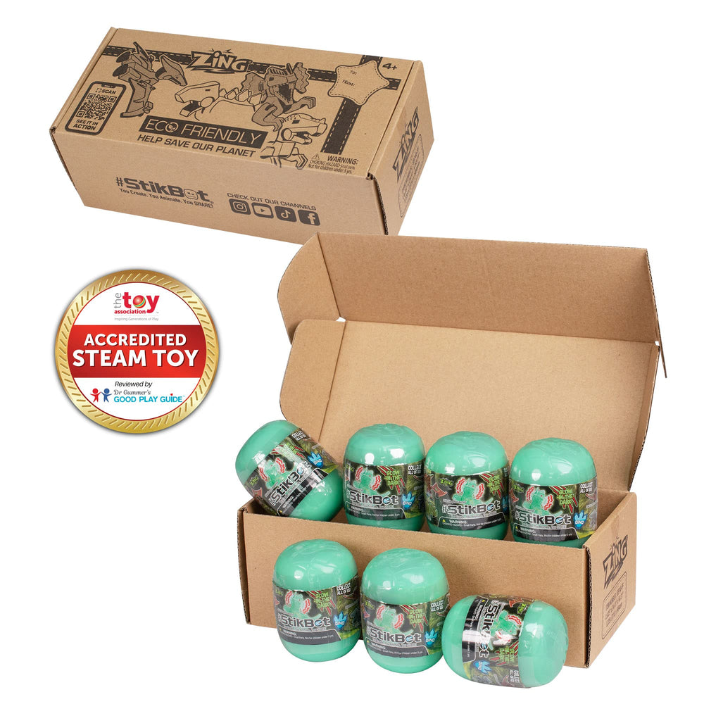 Zing Stikbot Dino inside egg for creative storytelling and filming