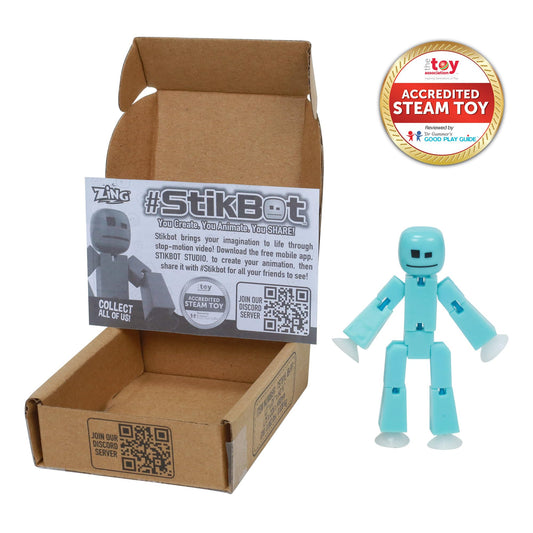 Zing StikBot Ice Blue suction feet gripping smooth surface