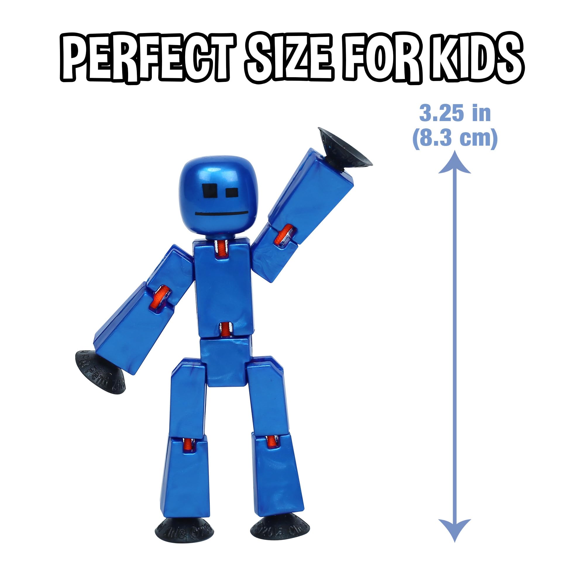 Zing StikBot suction-cup hands and feet grip smooth surfaces for angles.