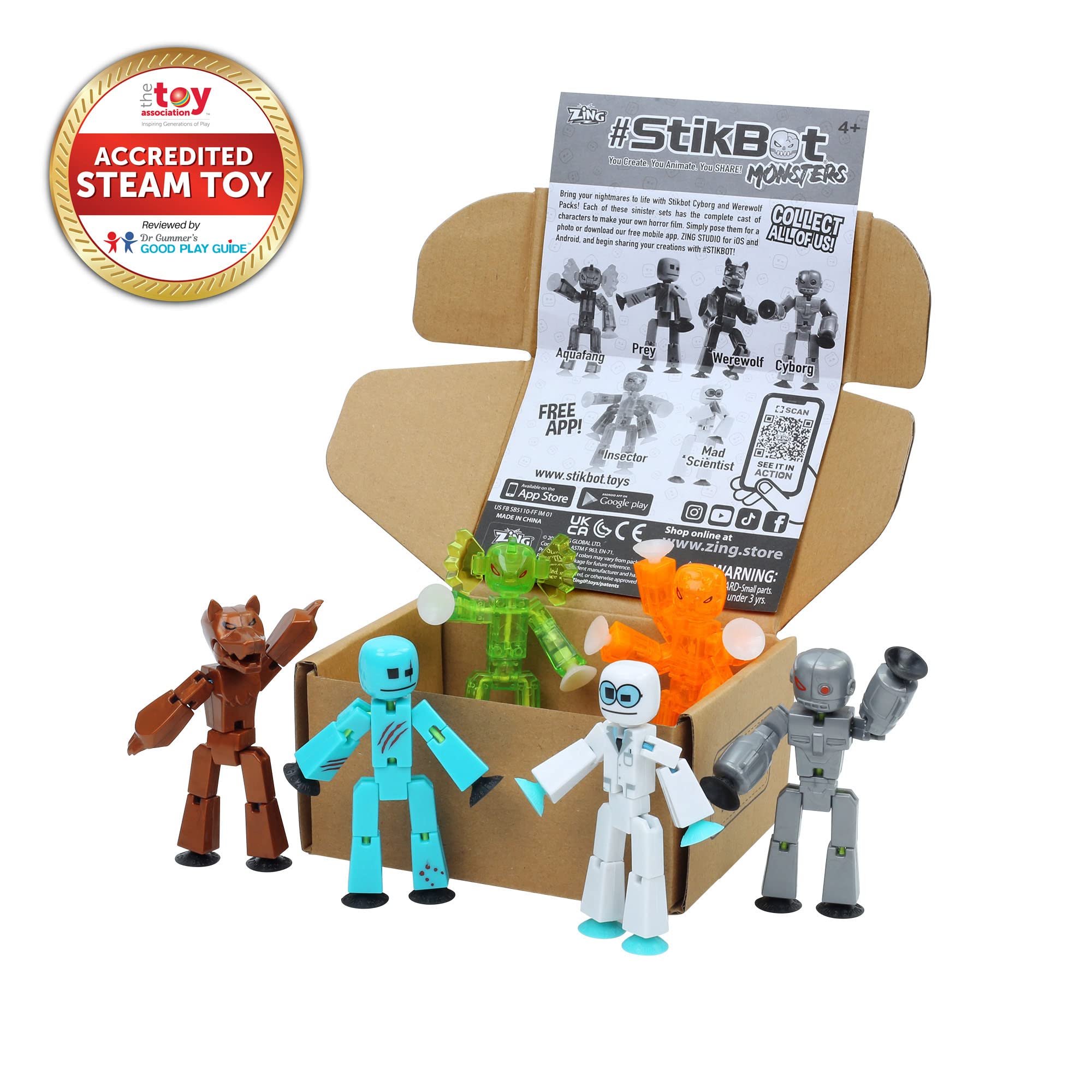 Zing Stikbot Werewolf figure for spooky stop-motion action and character creation.