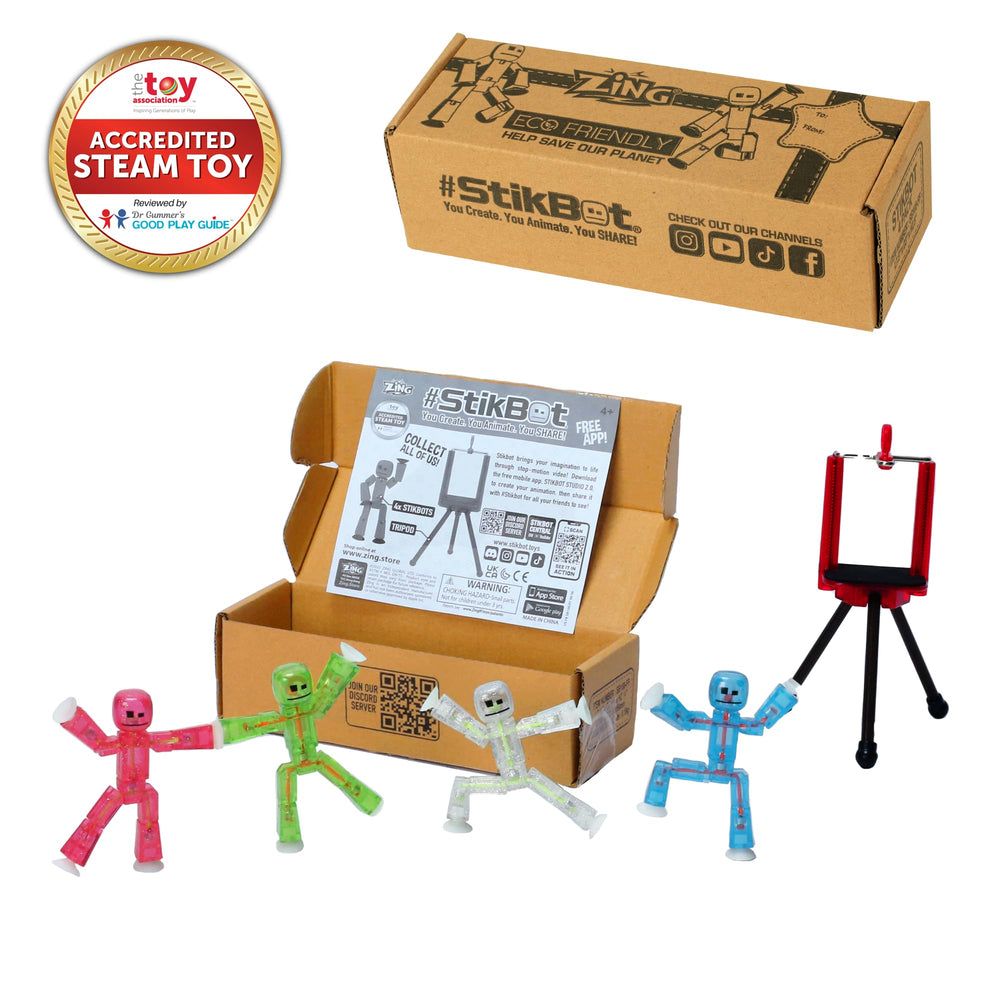 Zing Stikbots blue figure ideal for colorful animation scenes.