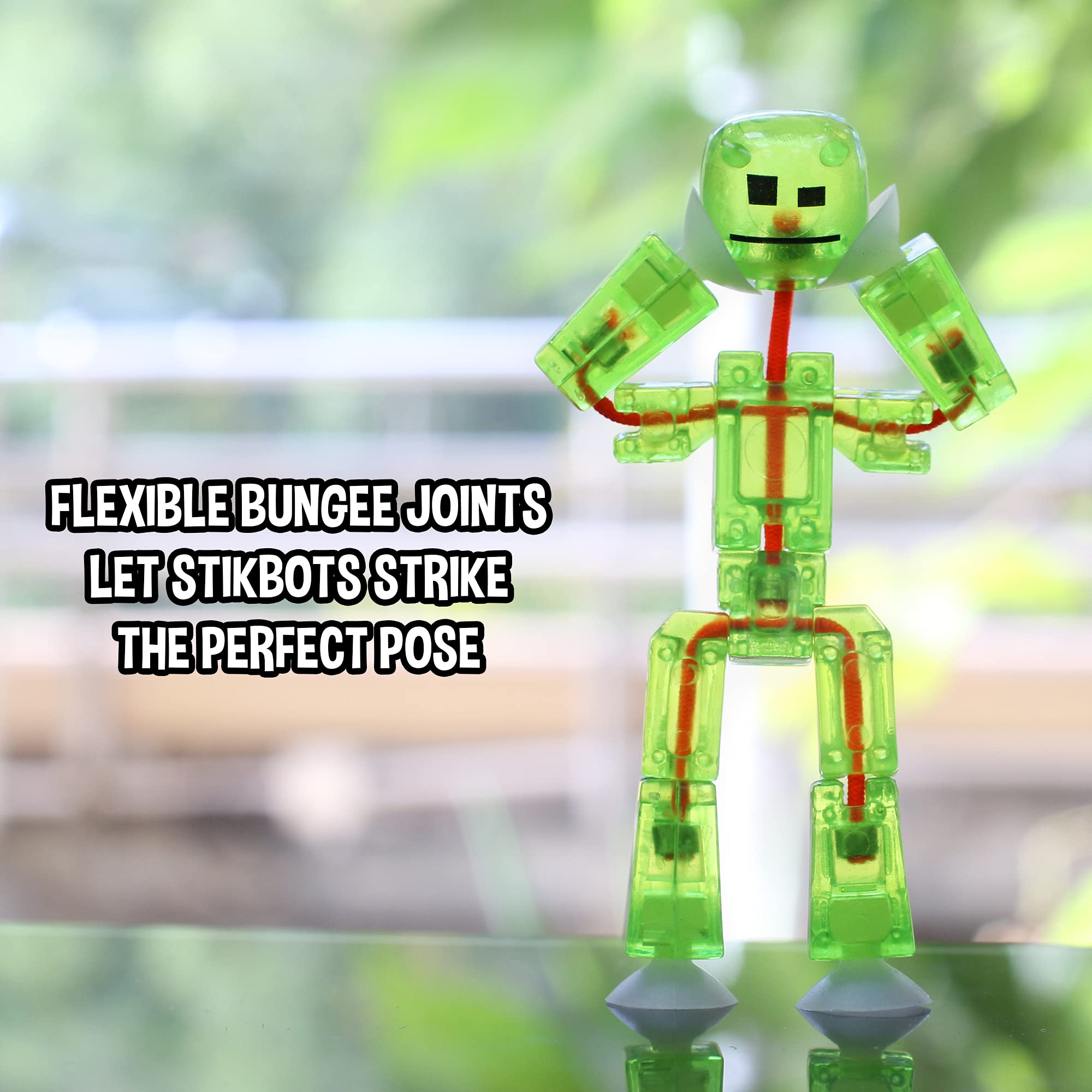 Zing Stikbots sparkle pink figure adds eye-catching charisma for stories.