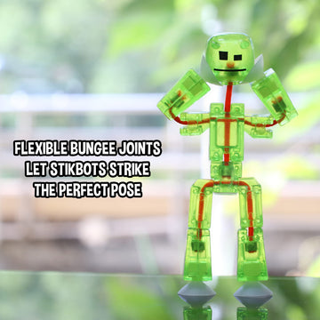 Zing Stikbots sparkle pink figure adds eye-catching charisma for stories.