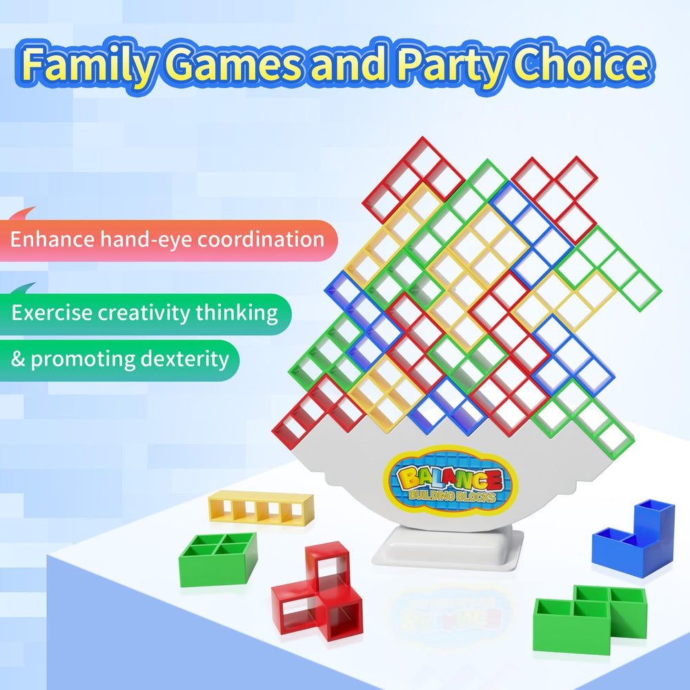 Ziogogco 48 stacking bricks assembly highlights portable fun and quick setup.