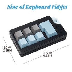 Zioyihan Keyboard Fidget Clicker black-blue close-up showing switch and keycap customization options.