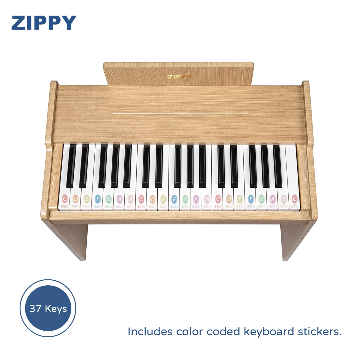 ZIPPY piano accessories: songbook and keyboard stickers.