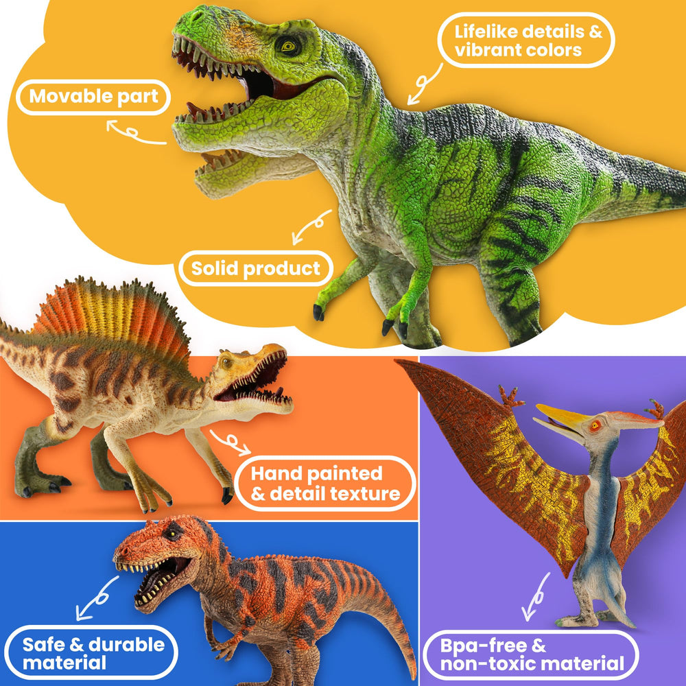 Zippytots Spinosaurus figure with movable limbs for hands-on exploration.