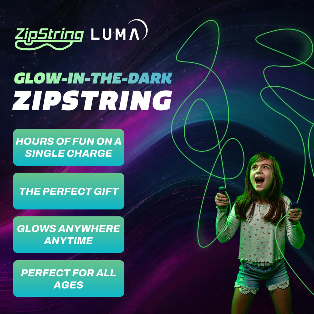 ZipString Luma glow small string creates quick spins in the dark.
