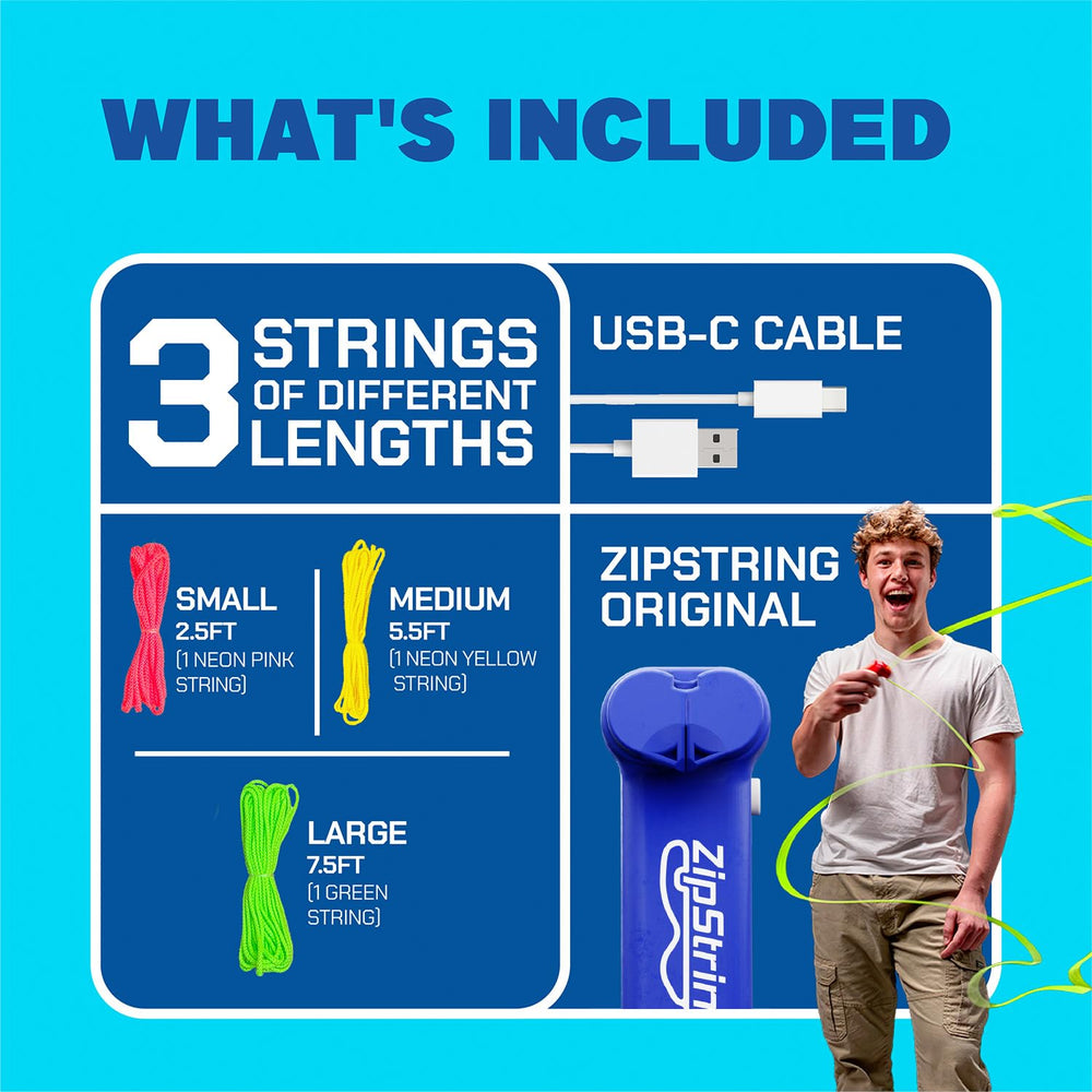ZipString Original in bold blue invites social play and demos.