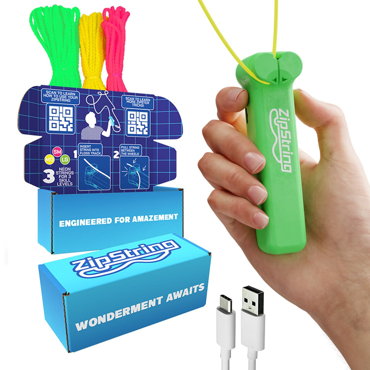 ZipString Original in lime packaging front, ready for family-friendly fun