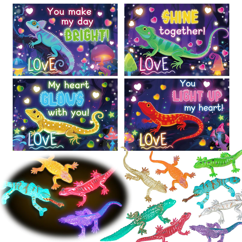 ZIRSENG glow-in-dark lizards 24-pack glows after light for playful exploration