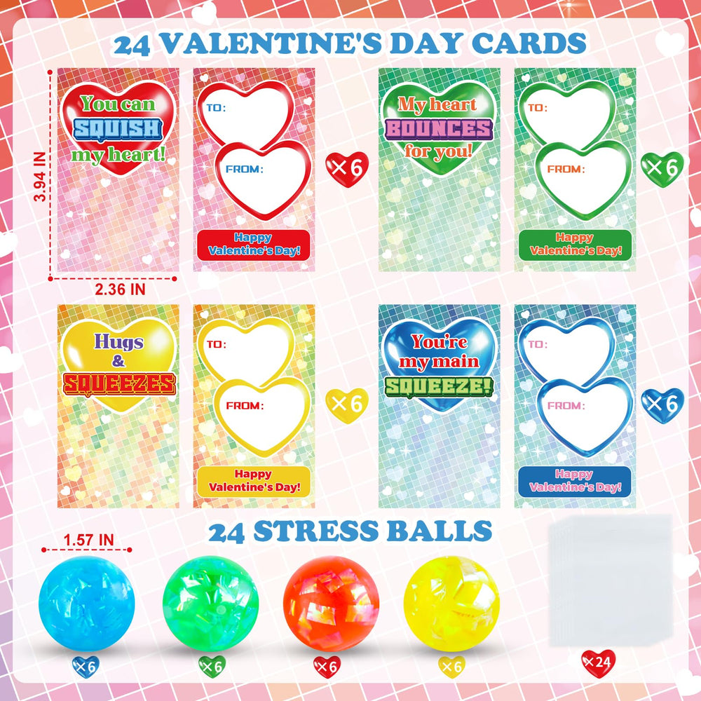 ZIRSENG Valentines cards for classroom 24pcs, perfect pairing with balls for exchange.