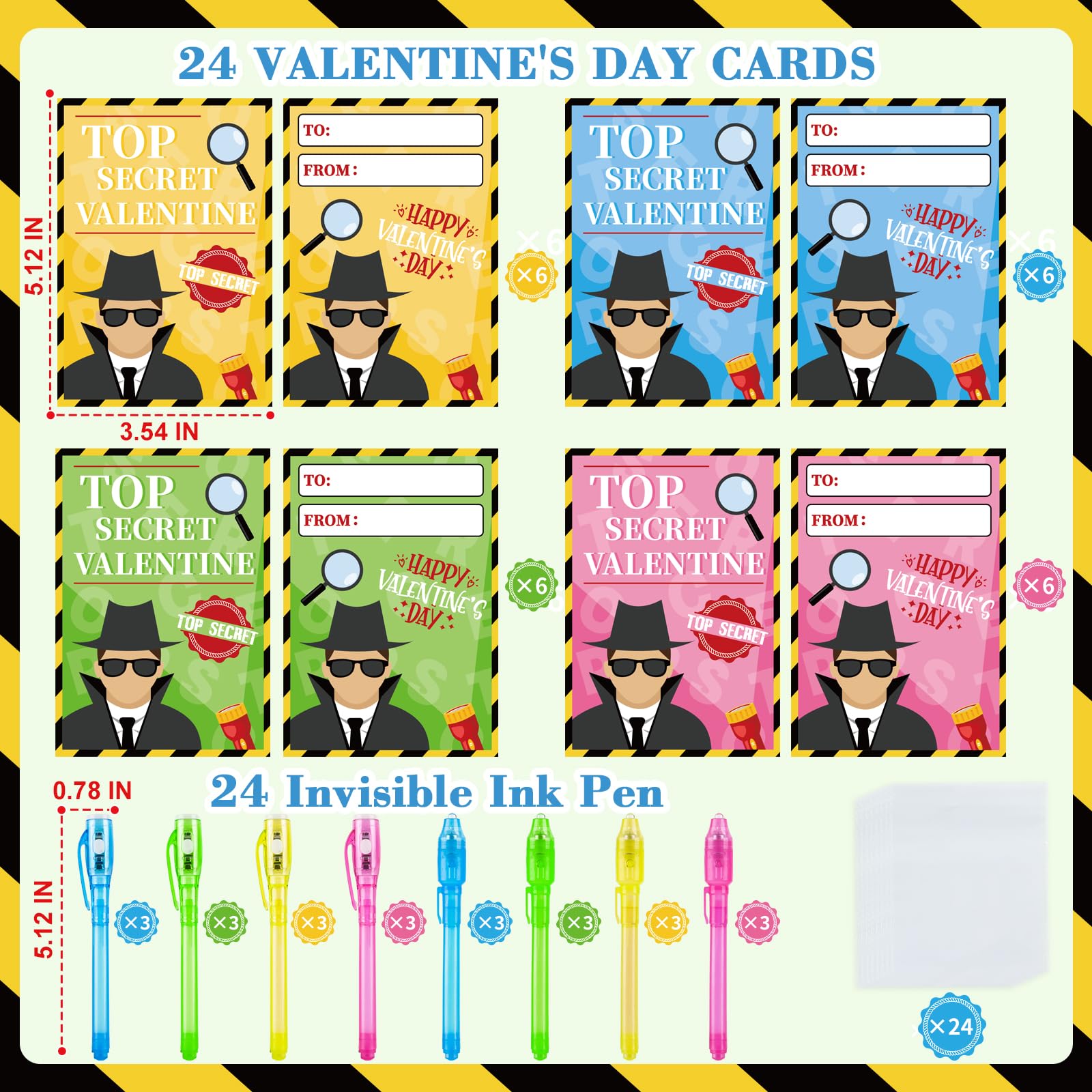 ZIRSENG Valentines cards with spy design for friendly messages