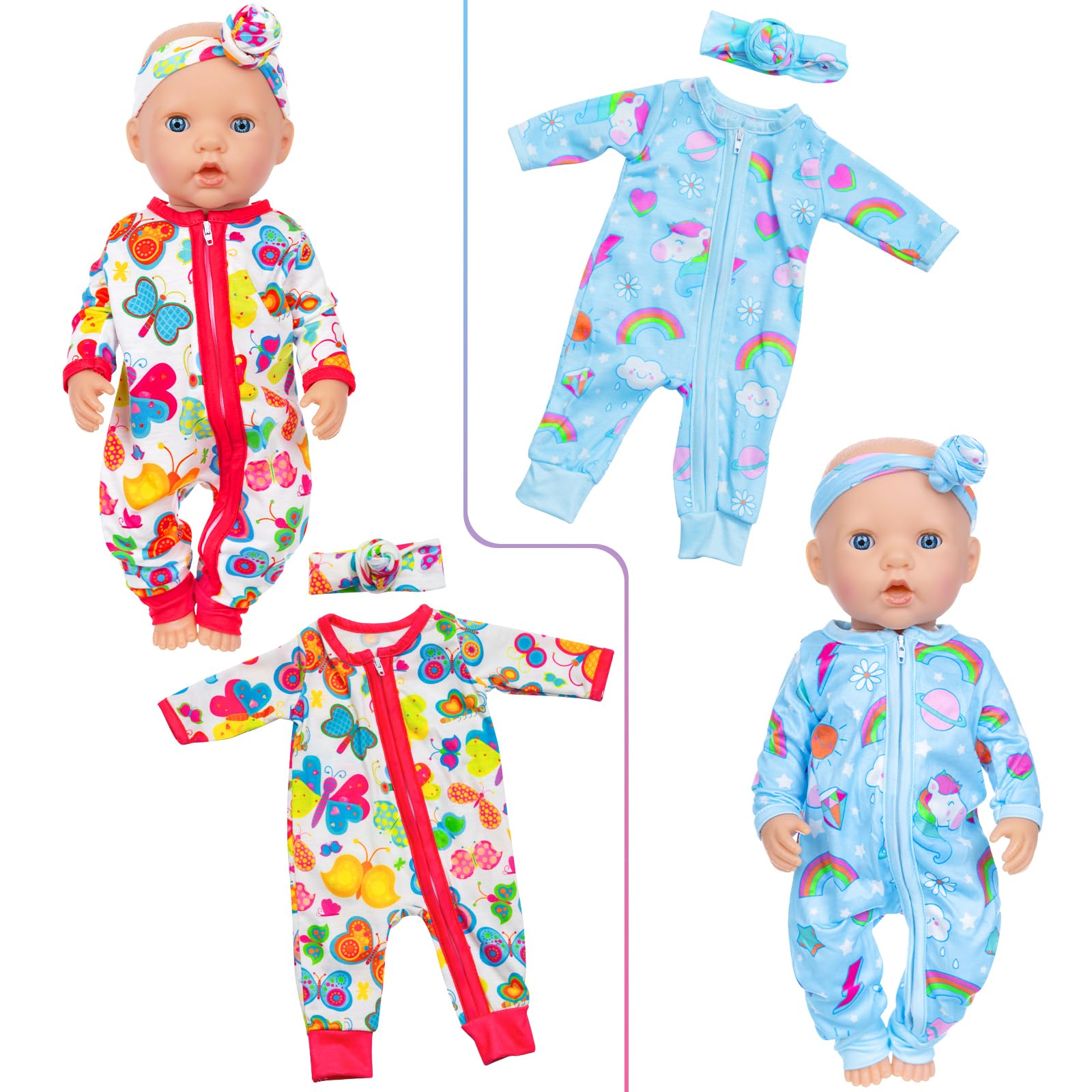 ZITA ELEMENT colorful butterflies jumpsuit for 14-18 inch dolls, vibrant colors
