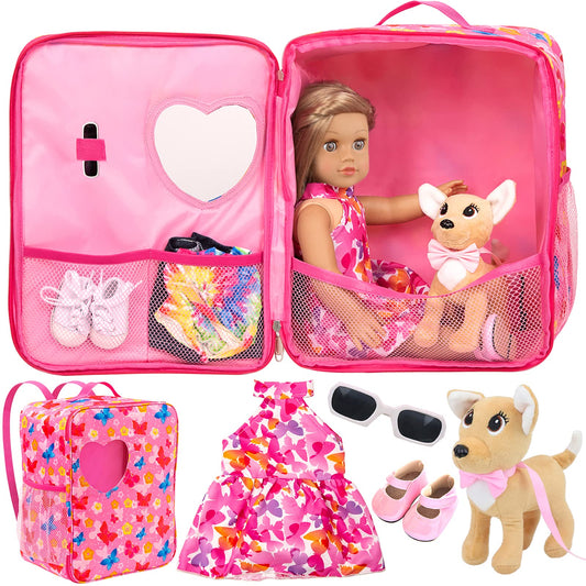 ZITA ELEMENT 18-Inch Doll Backpack with butterfly design for imaginative play on the go.