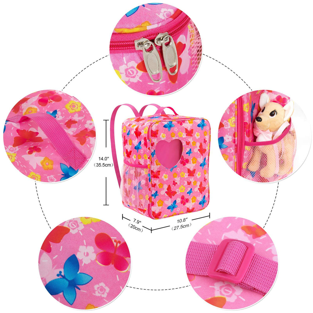 ZITA ELEMENT butterfly-pattern backpack close-up showing sturdy stitching for kids.