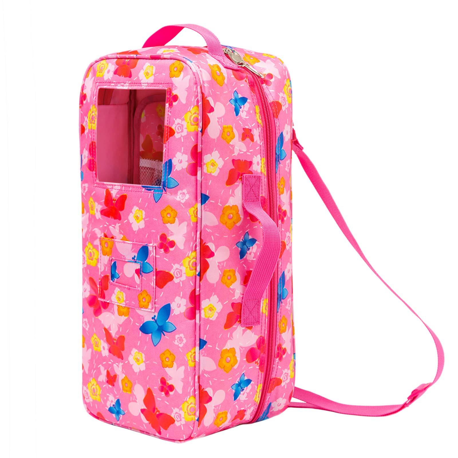 ZITA ELEMENT butterfly-pattern doll carrier bag keeps dolls organized on the go.