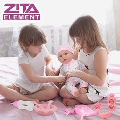 Zita Element plush pillow completing a cozy bedtime setup for the doll