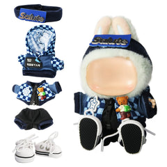 ZitoNebrix urban blue streetwear jacket and pants for 17cm and 15cm dolls, easy mix-and-match.
