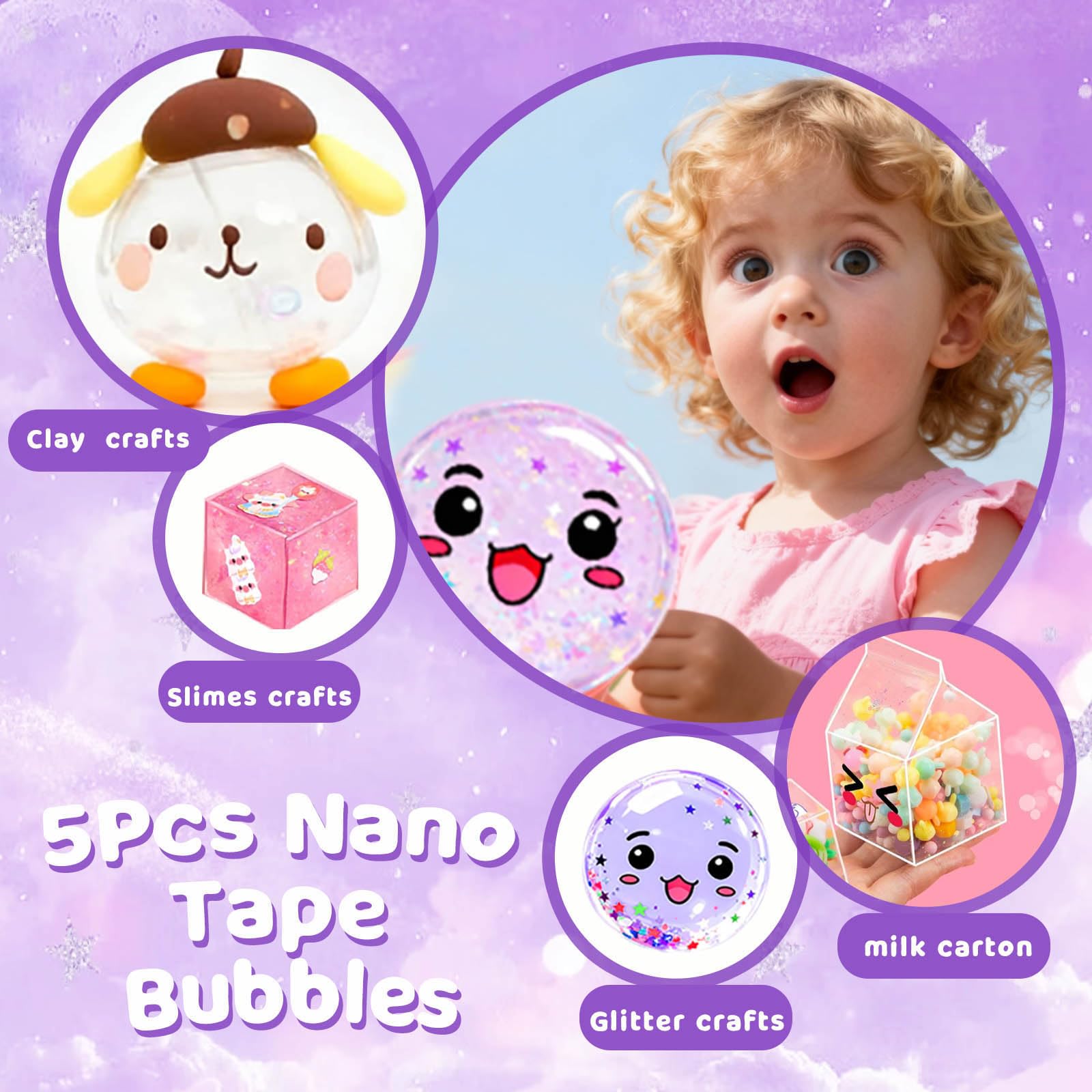 ZiZa Nano Tape Bubble Kit glitter beads – add sparkle to handmade bubbles and crafts.