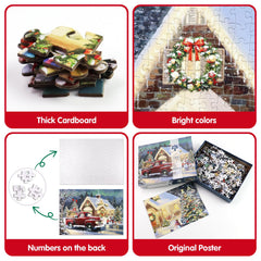 ZIZICG finished snowhouse-truck puzzle makes festive decor.
