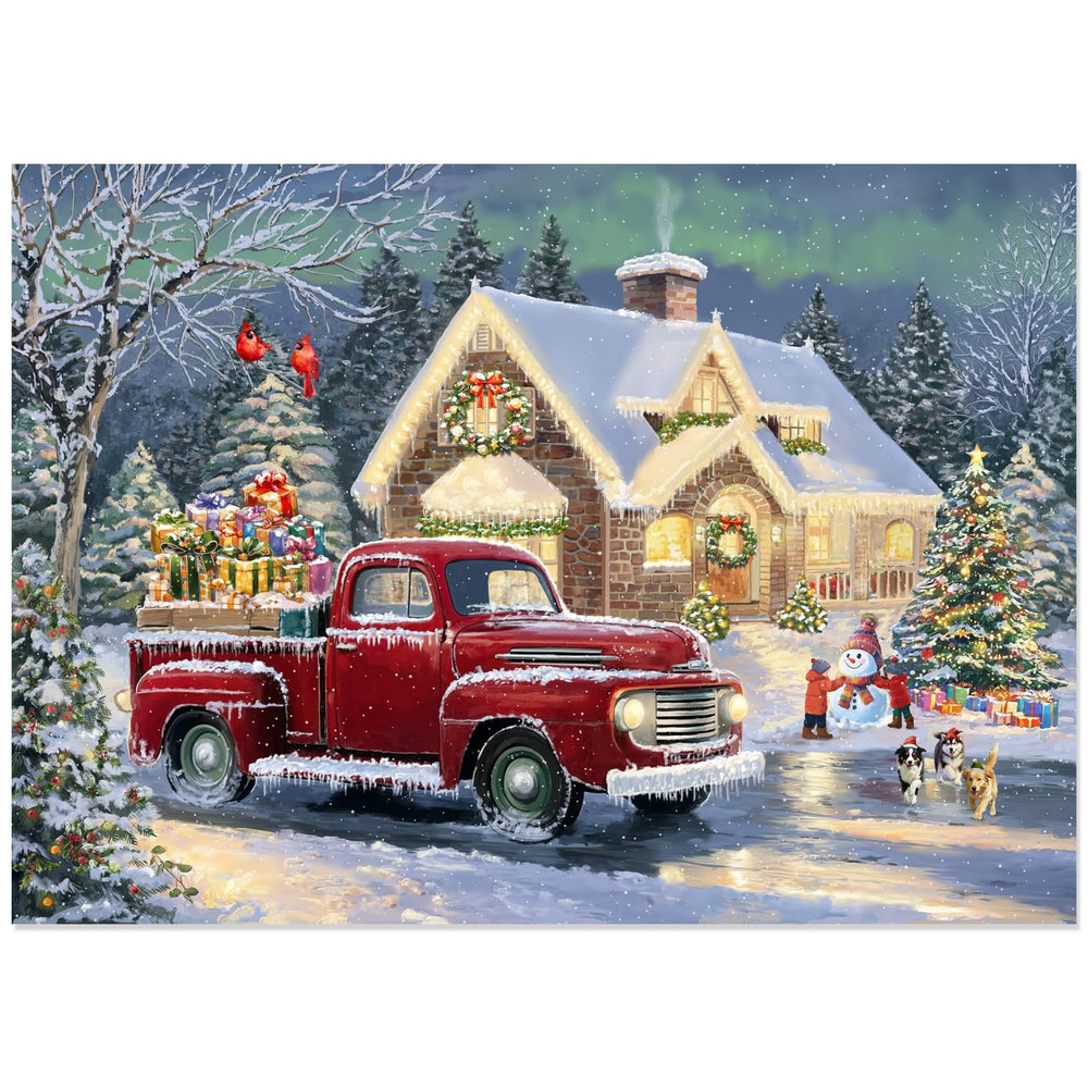 ZIZICG Christmas puzzle snowhouse-truck box for cozy family fun.