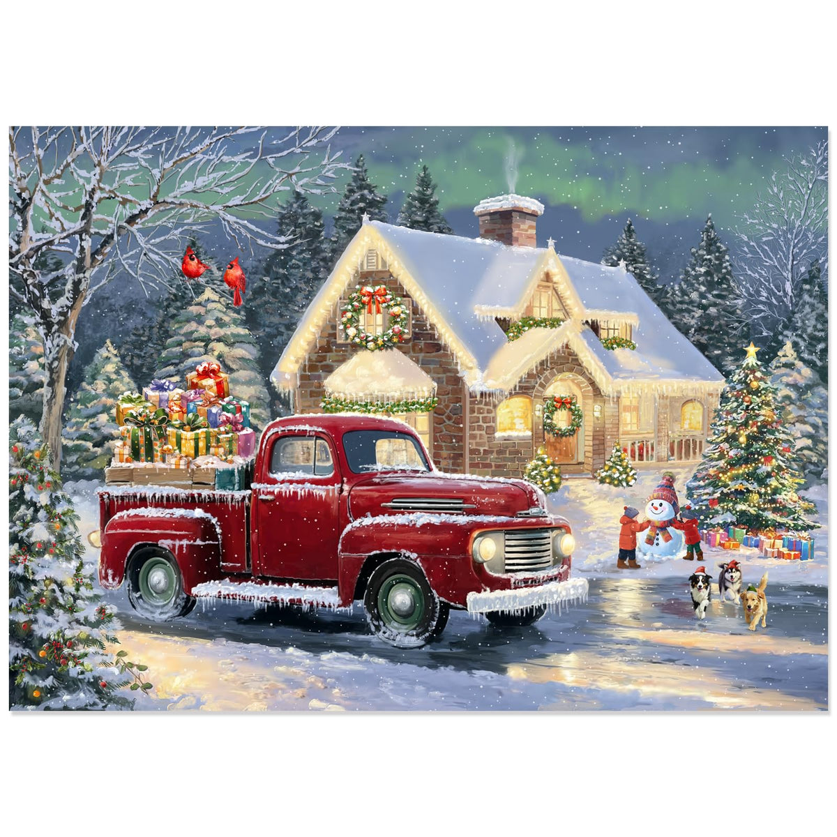 ZIZICG Christmas puzzle snowhouse-truck box for cozy family fun.