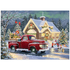 ZIZICG Christmas puzzle snowhouse-truck box for cozy family fun.