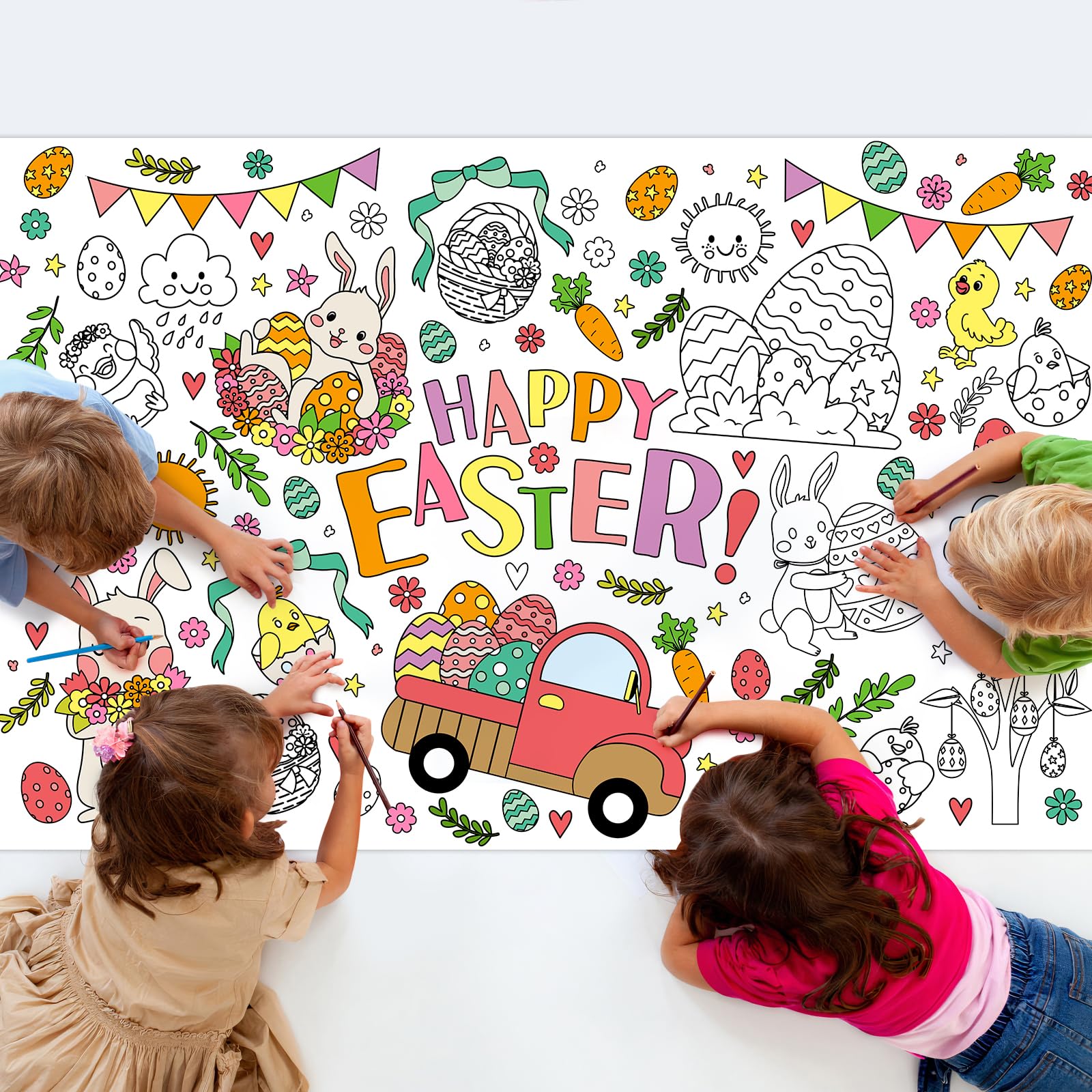 ZIZICG Easter giant coloring poster durable paper ready for kids' coloring fun.